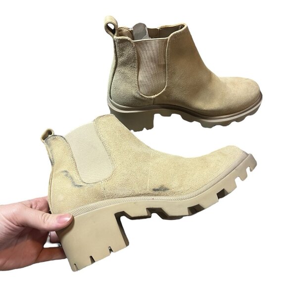 Steve Madden Chelsea Boots Women 10 Hadlee Shoes Brown Suede chunky Lug Sole - Picture 2 of 6